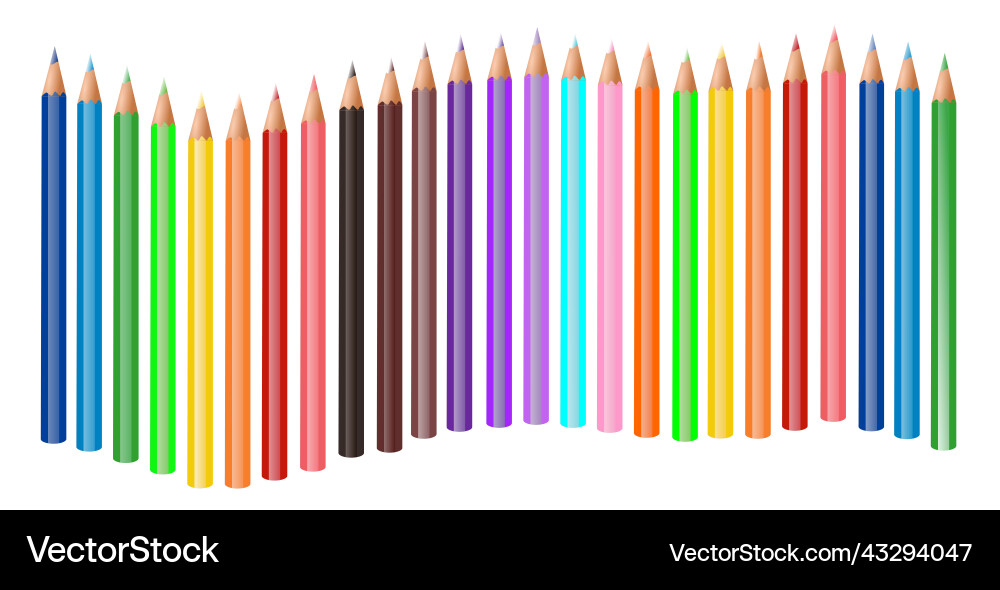 Realistic multi colored pencils sharpened Realistic multi colored pencils sharpened vector image