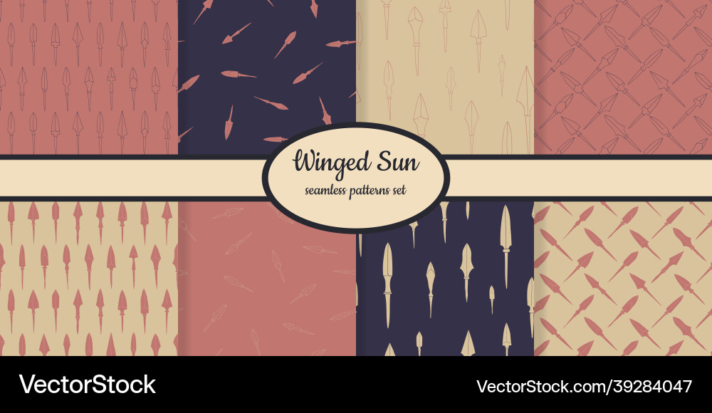 Seamless patterns with ancient arrowheads Seamless patterns with ancient arrowheads vector image