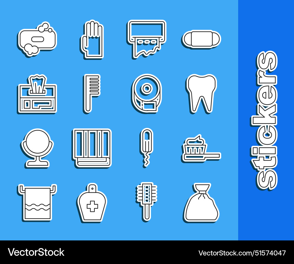 Set line garbage bag toothbrush with toothpaste Set line garbage bag toothbrush with toothpaste vector image