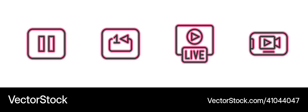Set line pause button live stream repeat track Vector Image