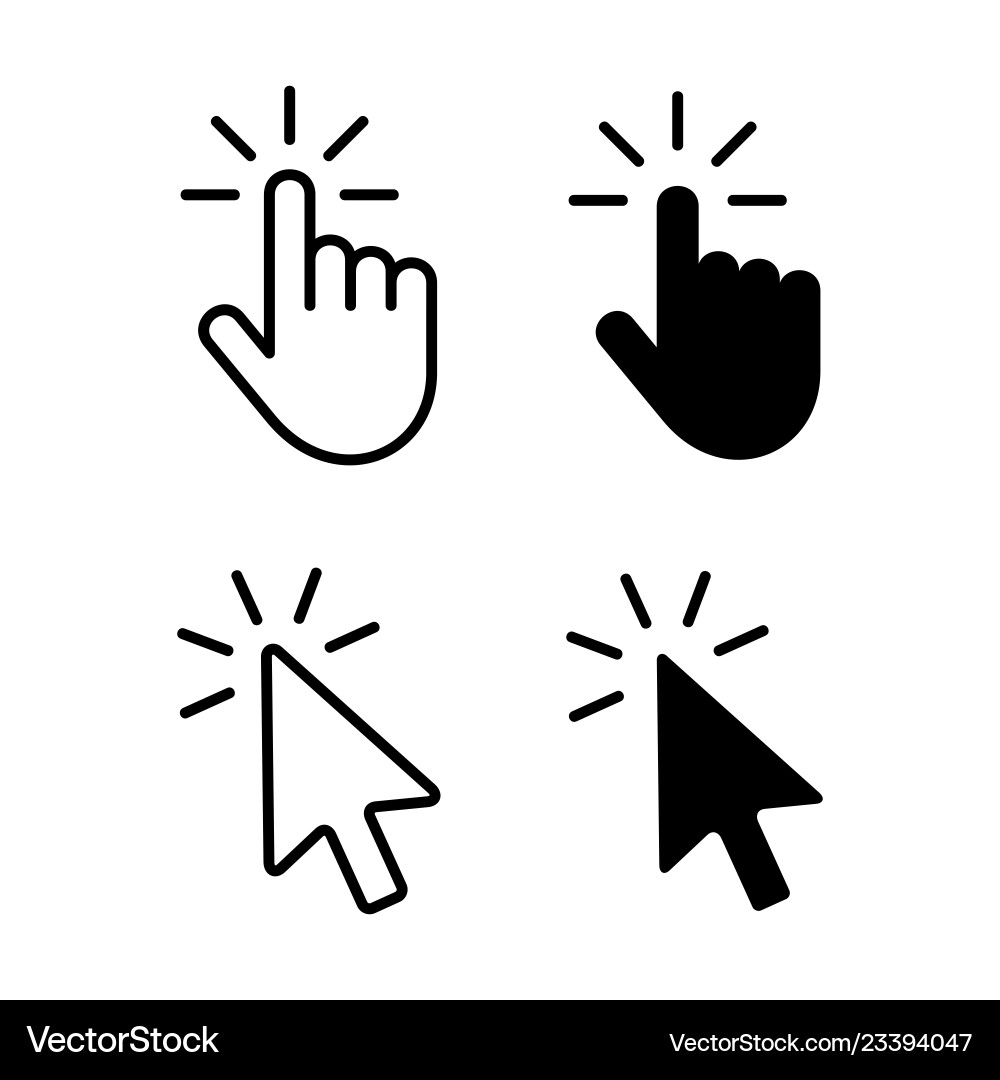Set of hand cursor icons click vector image