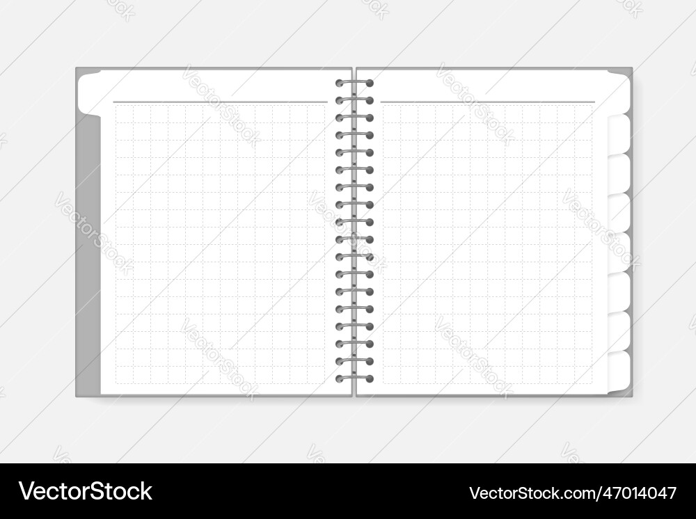 Spiral Grid Lined Notebook with Tabs vector image