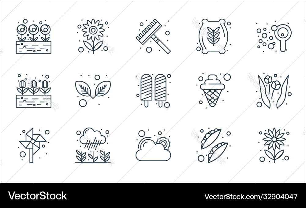 Spring line icons linear set quality Spring line icons linear set quality vector image