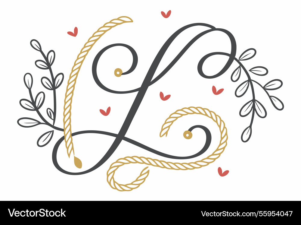 Stylish letter l in an artistic script font vector image