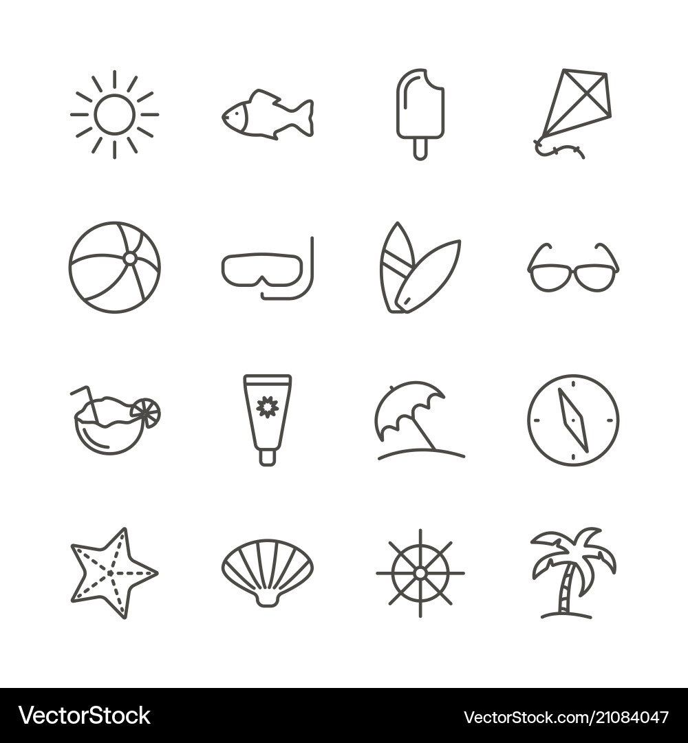 Summer set icon line recreation collection Summer set icon line recreation collection vector image