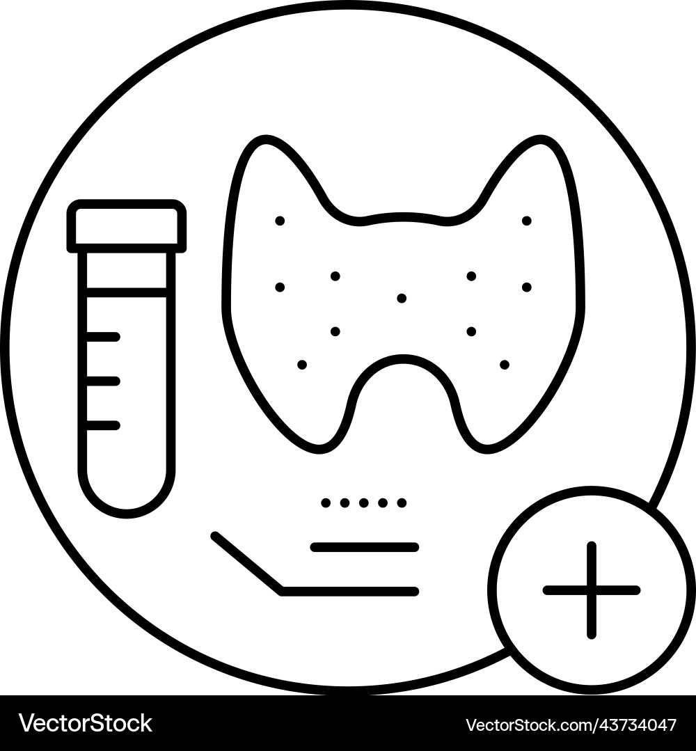 Thyroid function tests health check line icon Thyroid function tests health check line icon vector image