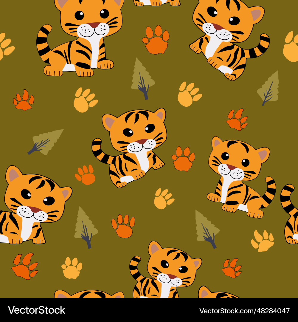Tiger element pattern seamless Tiger element pattern seamless Vector Image