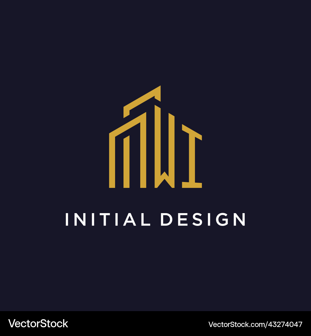 Wi initial monogram with building logo design vector image