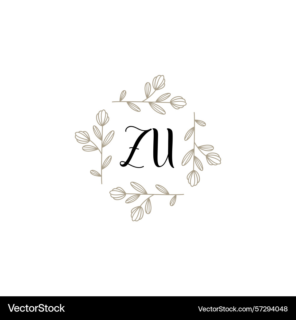 Botanical monogram logos with initial zu Vector Image