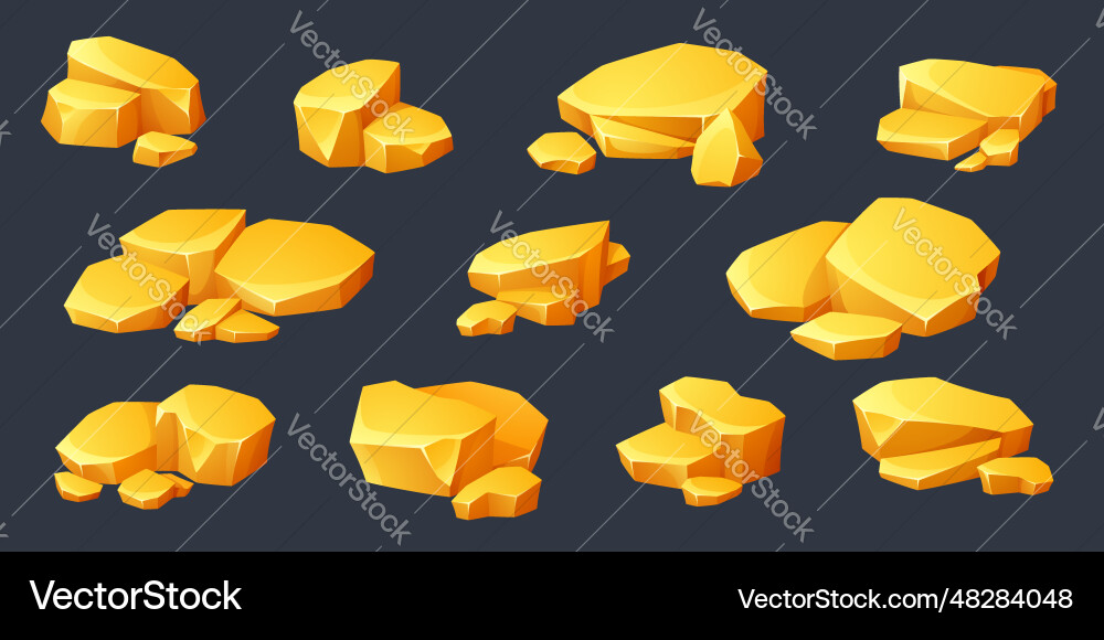 Cartoon slabs of gold isolated on black background Vector Image
