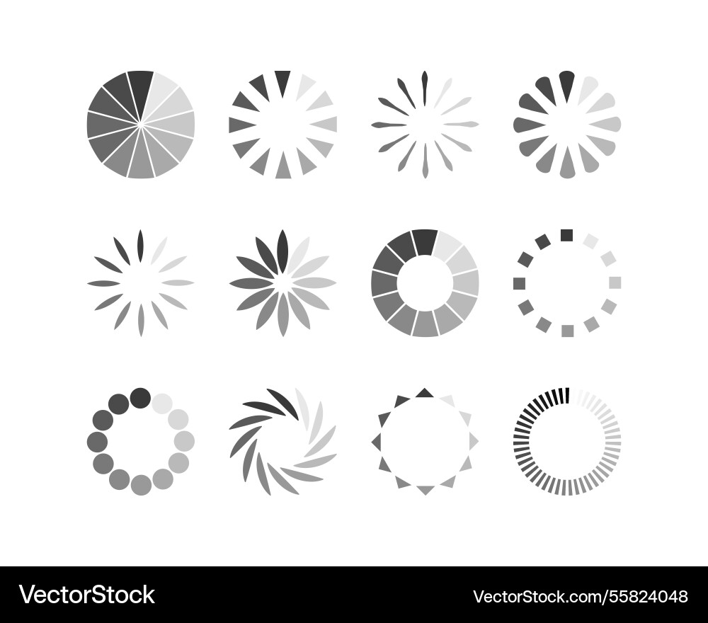 Collection loading bar status icon set of loaded vector image