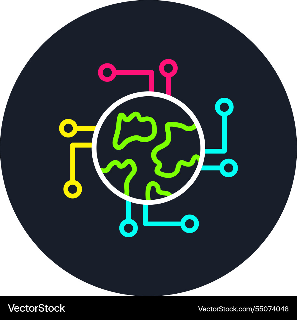 Global connection line multi color icon vector image