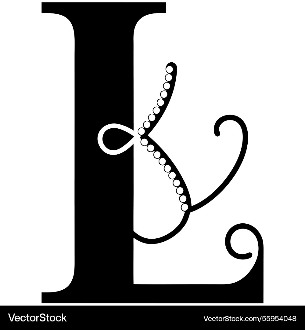 Graceful letter l in a fancy cursive script Vector Image