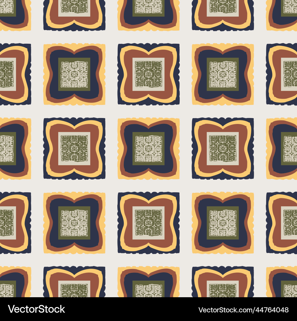Hand drawn retro block print seamless pattern Hand drawn retro block print seamless pattern vector image