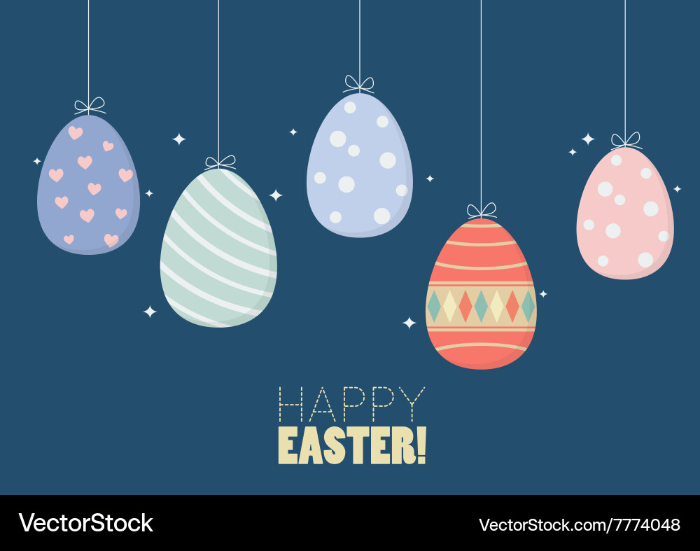 Happy Easter Hanging Eggs Royalty Free Vector Image