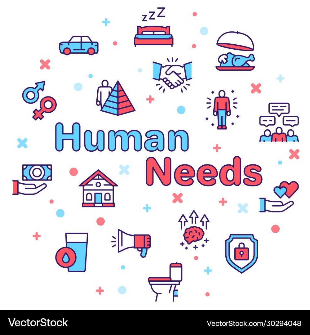 Hierarchy human needs linear color icon set Hierarchy human needs linear color icon set Vector Image