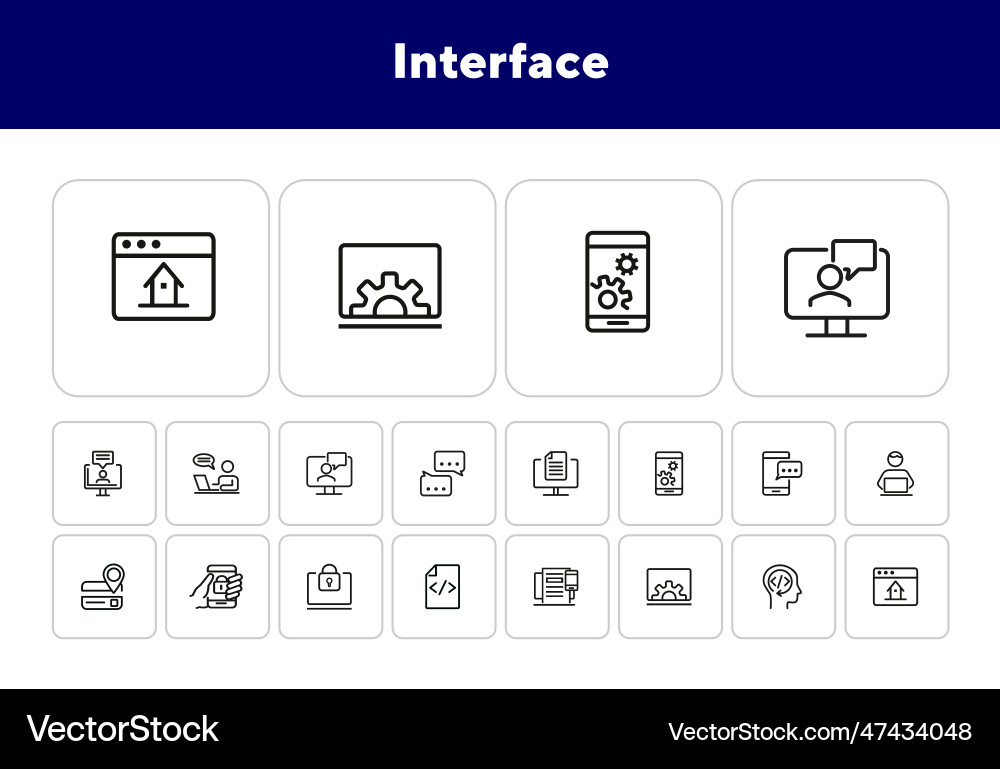 Interface line icon set Interface line icon set vector image