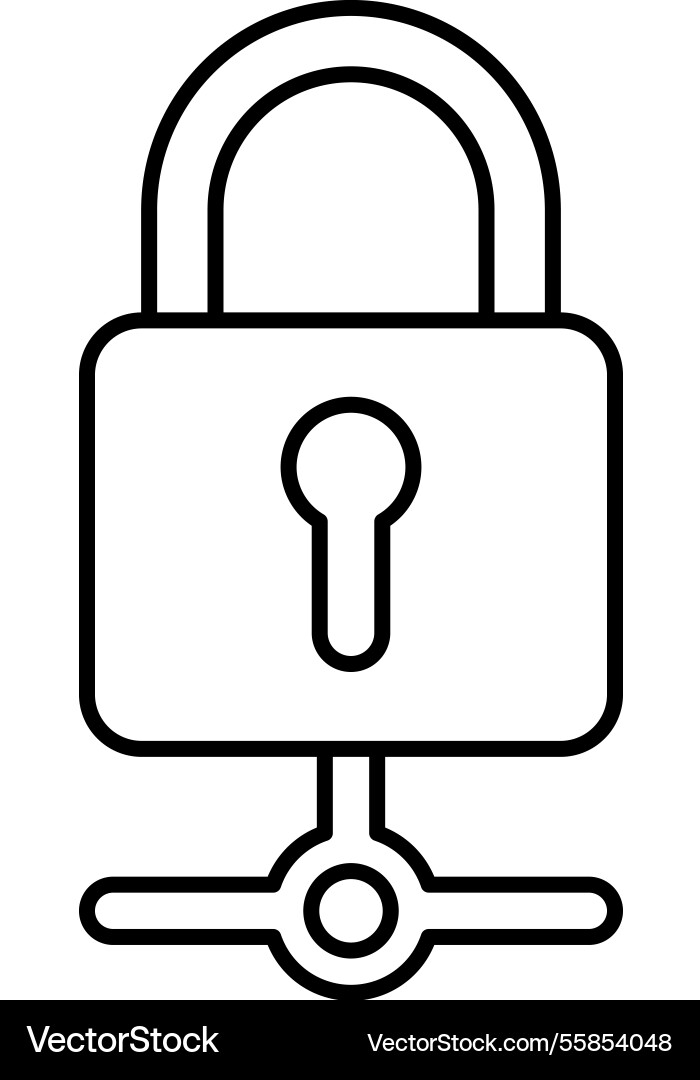 Lock with a keyhole in line art style Vector Image