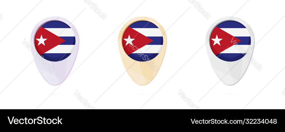 Map markers with flag cuba 3 color versions Map markers with flag cuba 3 color versions Vector Image