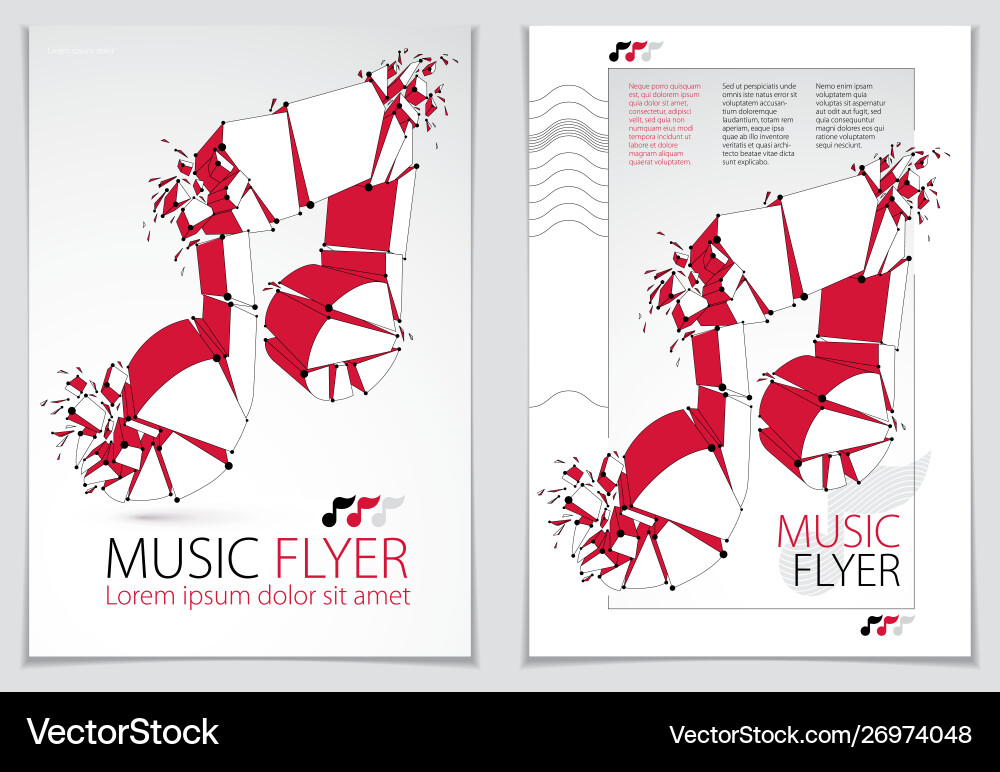 Musical note breaking to pieces and exploding 3d vector image