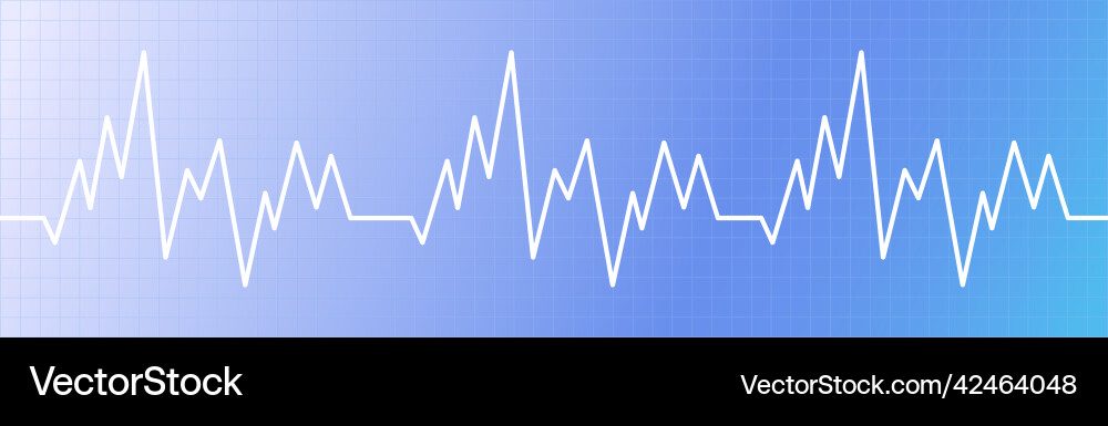 Panoramic blue medical background pulse line Vector Image