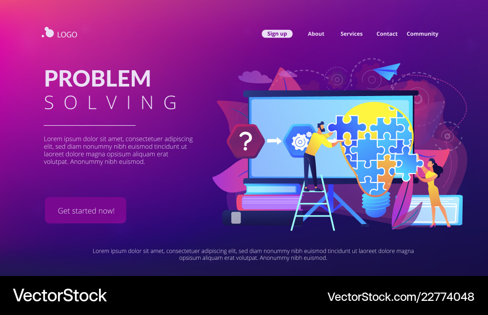 Problem Solving Concept Landing Page vector image