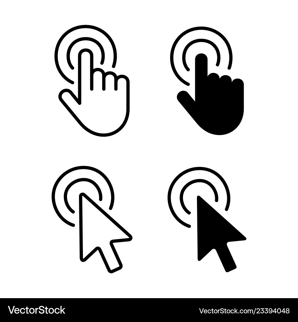 Set of hand cursor icons click vector image