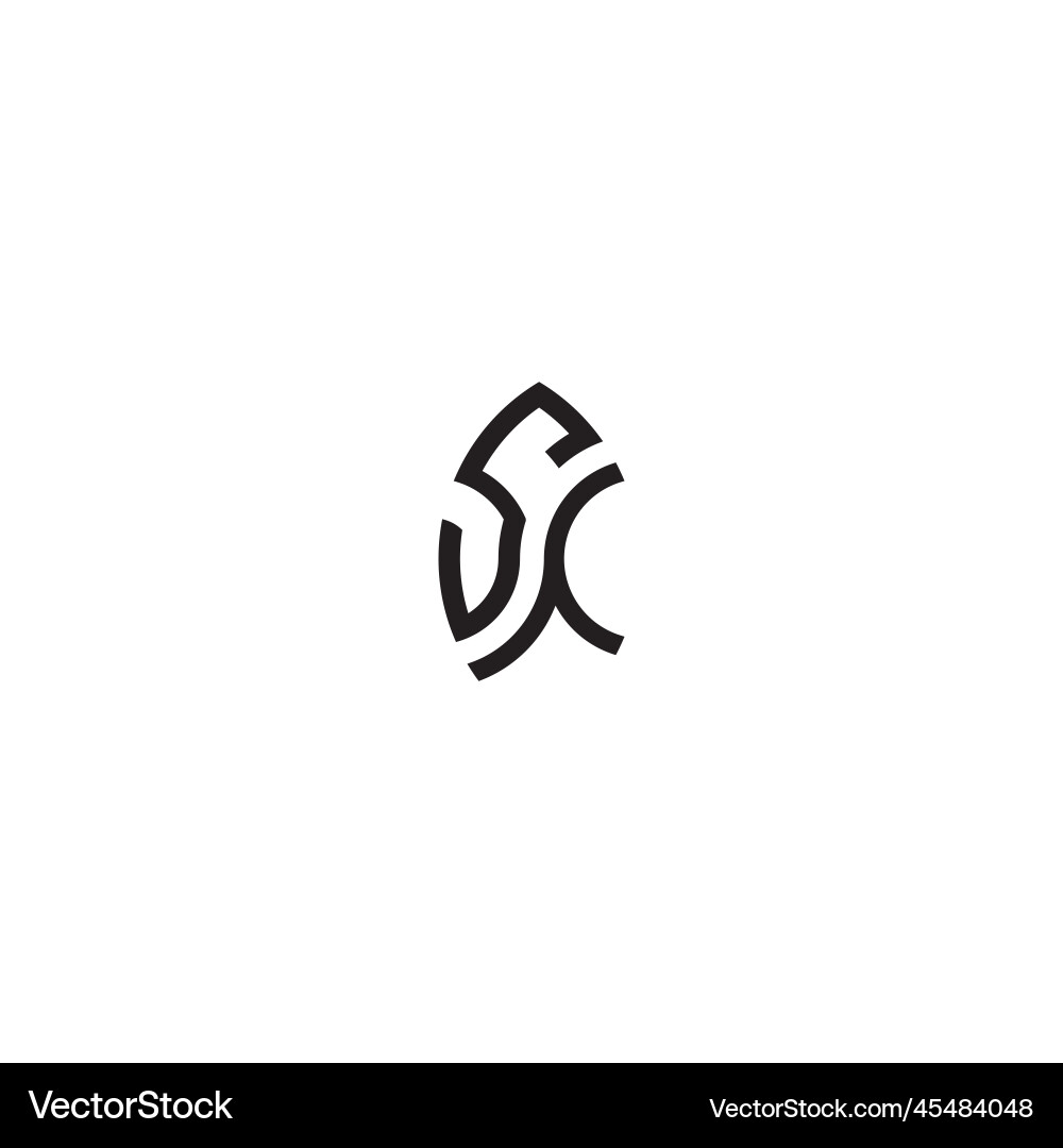 Sf leaf shape line initial concept with high vector image