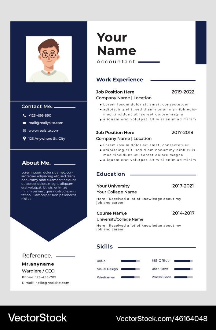 Simple professional cv and resume template Vector Image