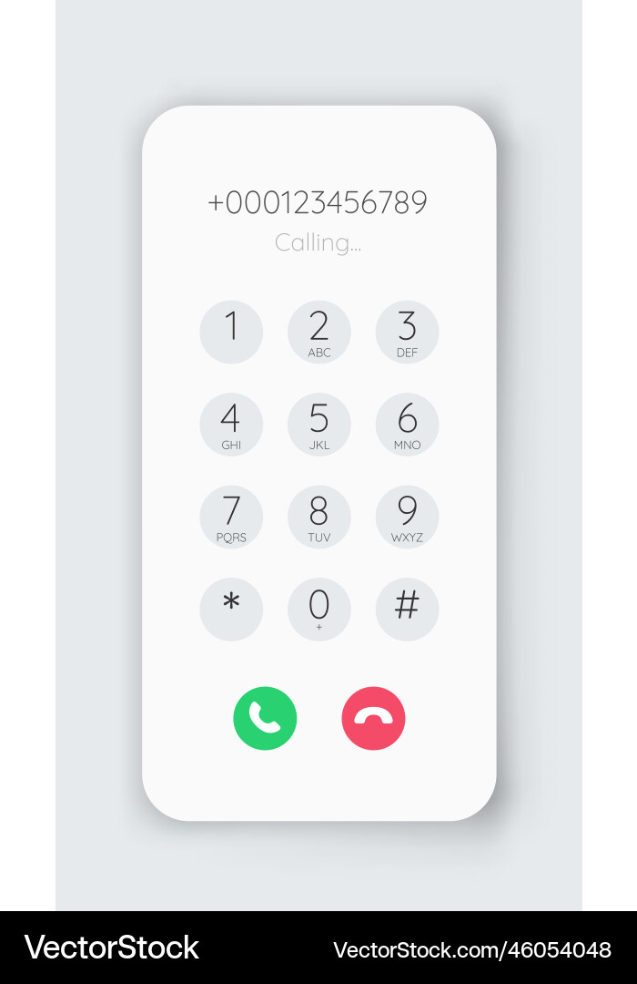 Smartphone Number Pad UI - Call Screen vector image