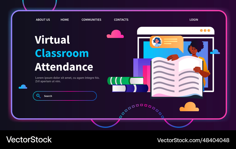Student in virtual classroom using smart Student in virtual classroom using smart vector image