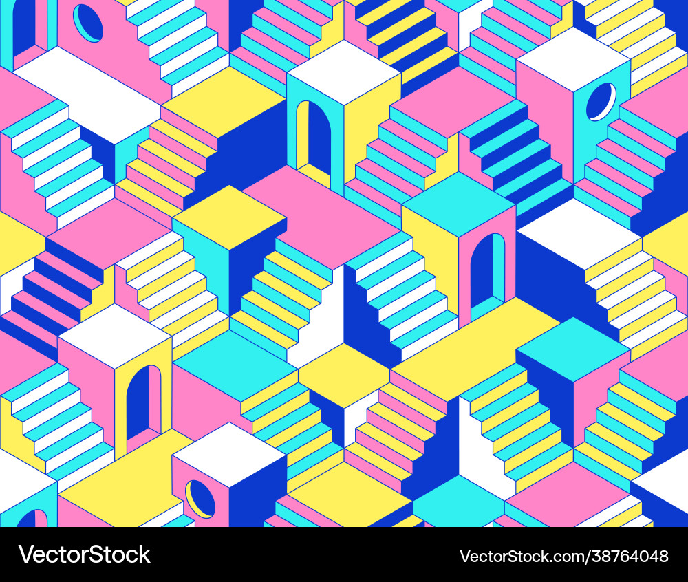 Surreal seamless pattern with stairs steps Surreal seamless pattern with stairs steps vector image