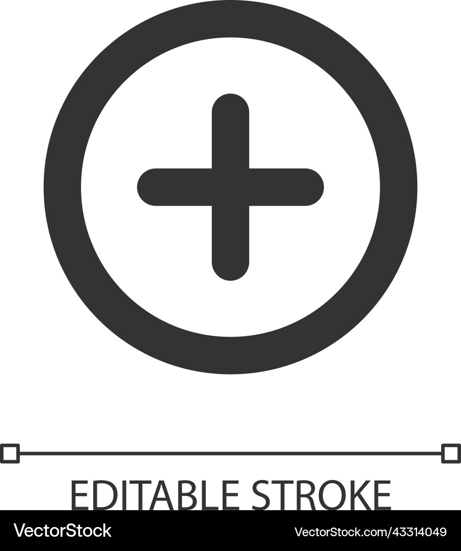 Add button pixel perfect linear ui icon Add button pixel perfect linear ui icon vector image