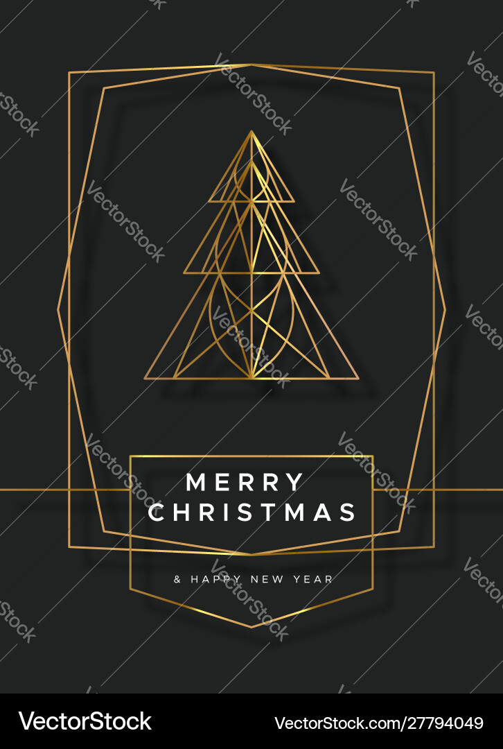 Art Deco Gold Pine Tree Card Vector Image