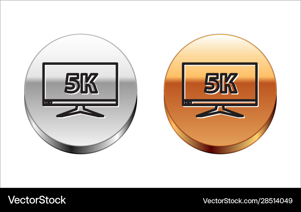 Black line computer pc monitor display with 5k Vector Image