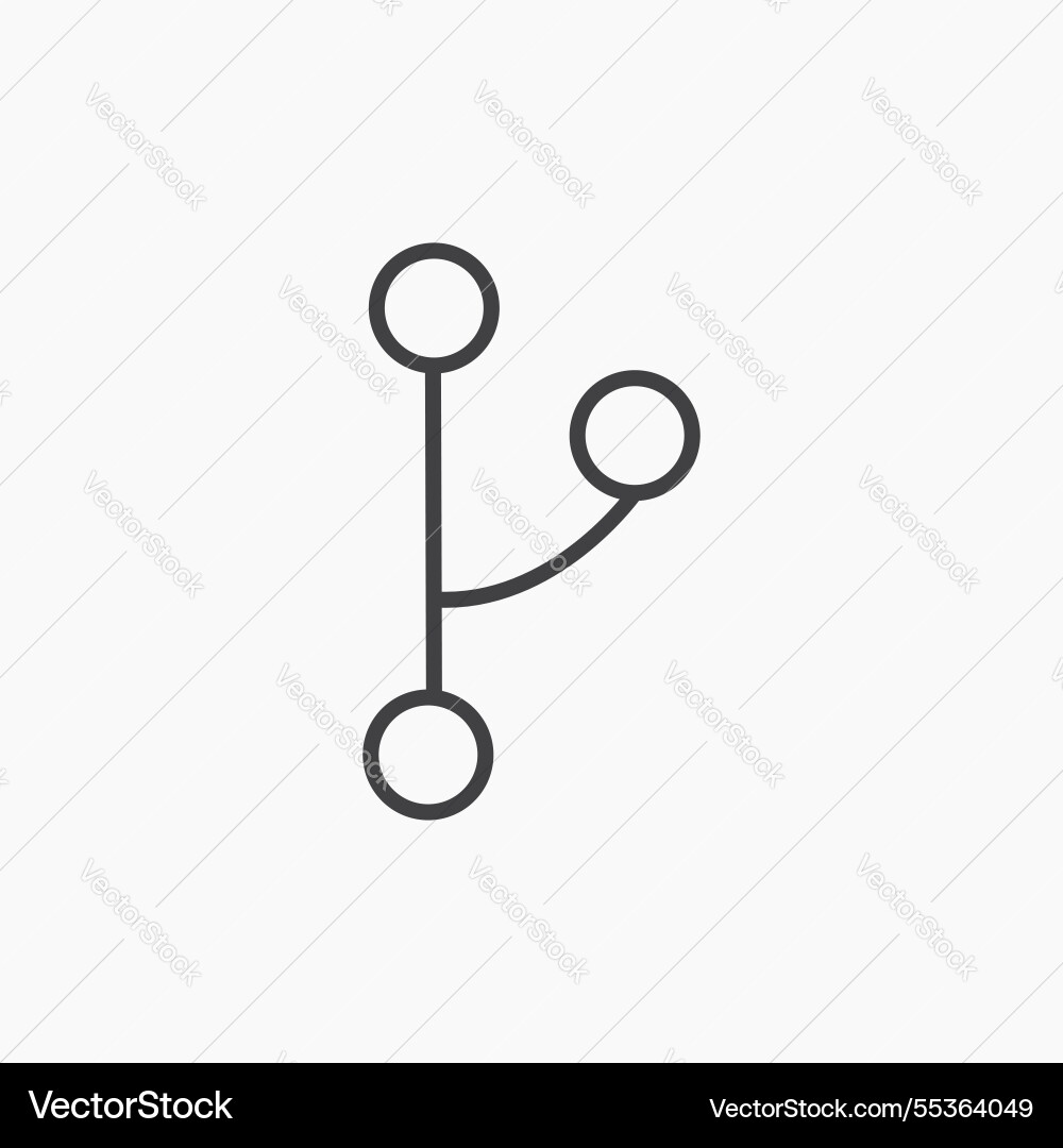 Code branch icon isolated in black line Code branch icon isolated in black line Vector Image