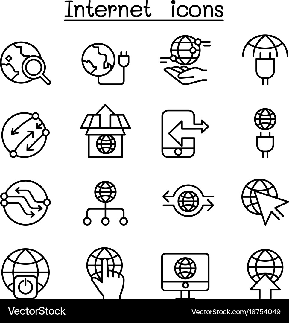 Internet connection online network icon set vector image