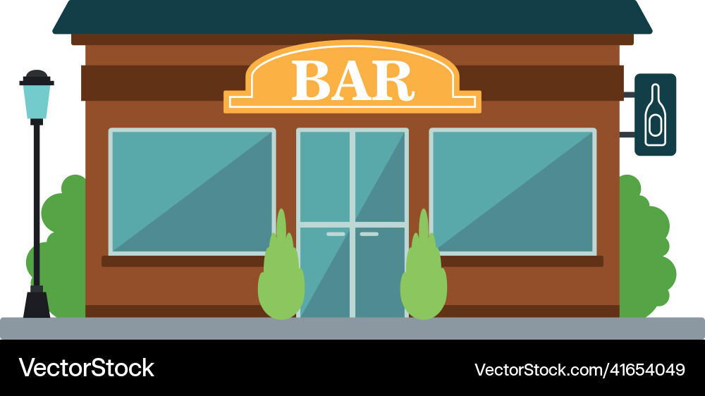 Isolated front view bar building Isolated front view bar building Vector Image