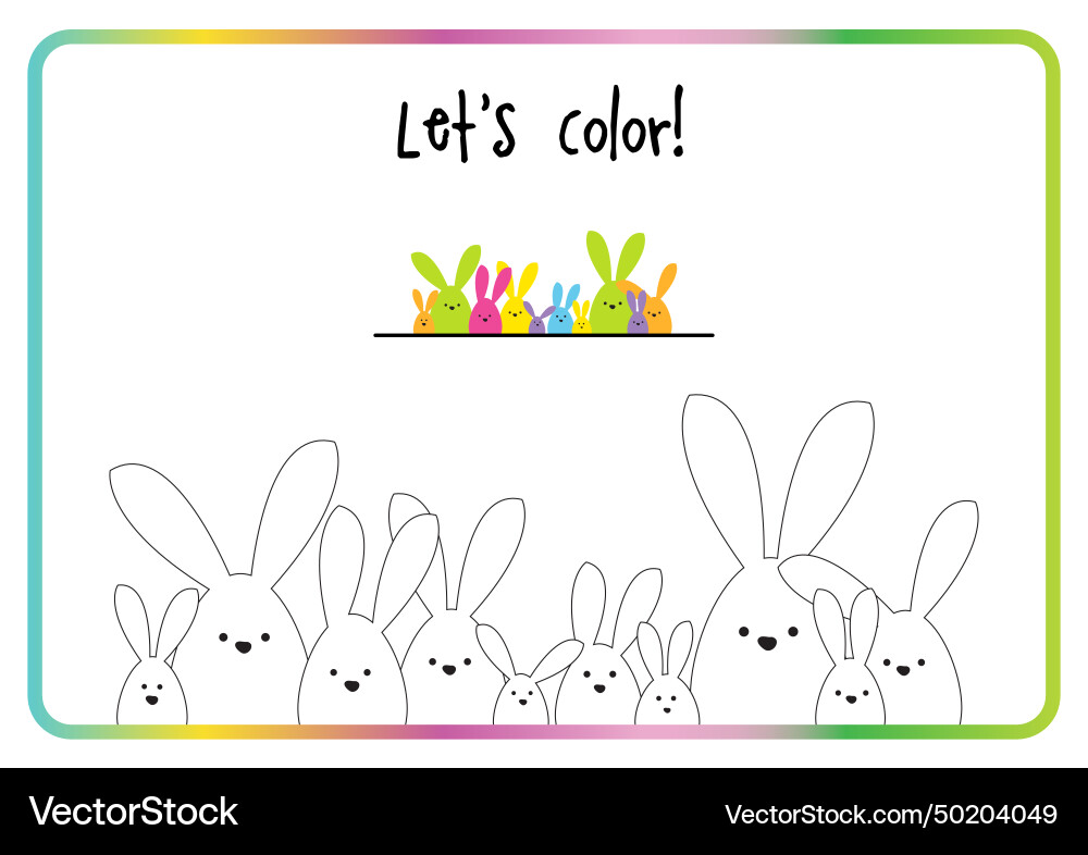Lets color easter bunny family activity Lets color easter bunny family activity vector image