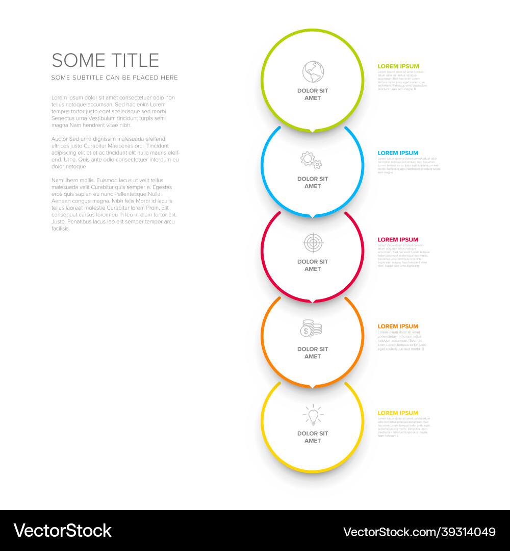 Minimalistic five steps elements template Minimalistic five steps elements template vector image
