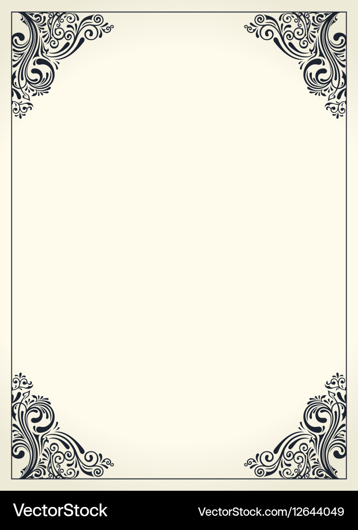 Ornate Calligraphic Border Frame – Royalty-Free Vector | VectorStock, image size:729x1080