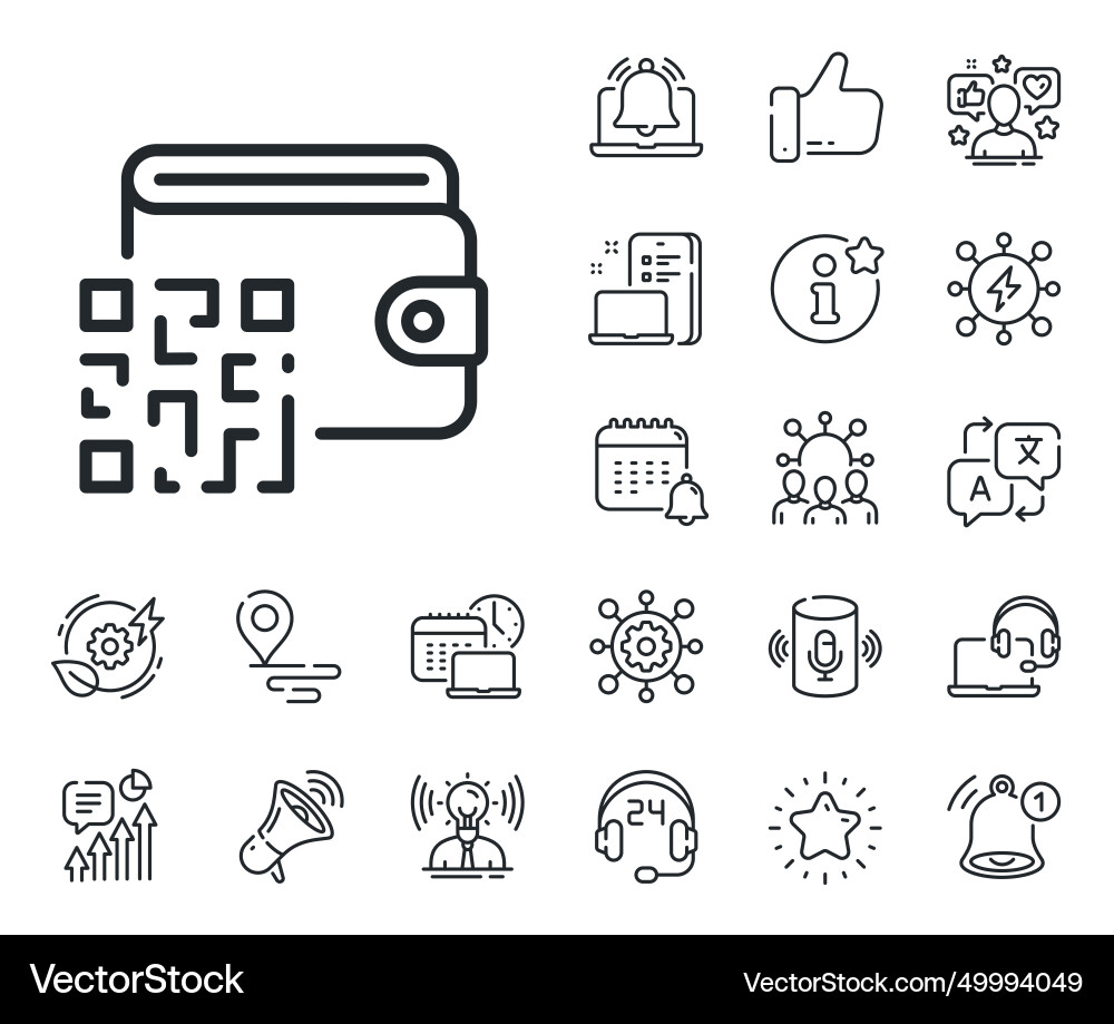 Qr code line icon scan barcode sign place Qr code line icon scan barcode sign place vector image