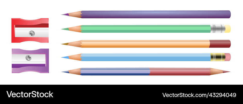 Realistic multi colored pencils with a sharpener Vector Image