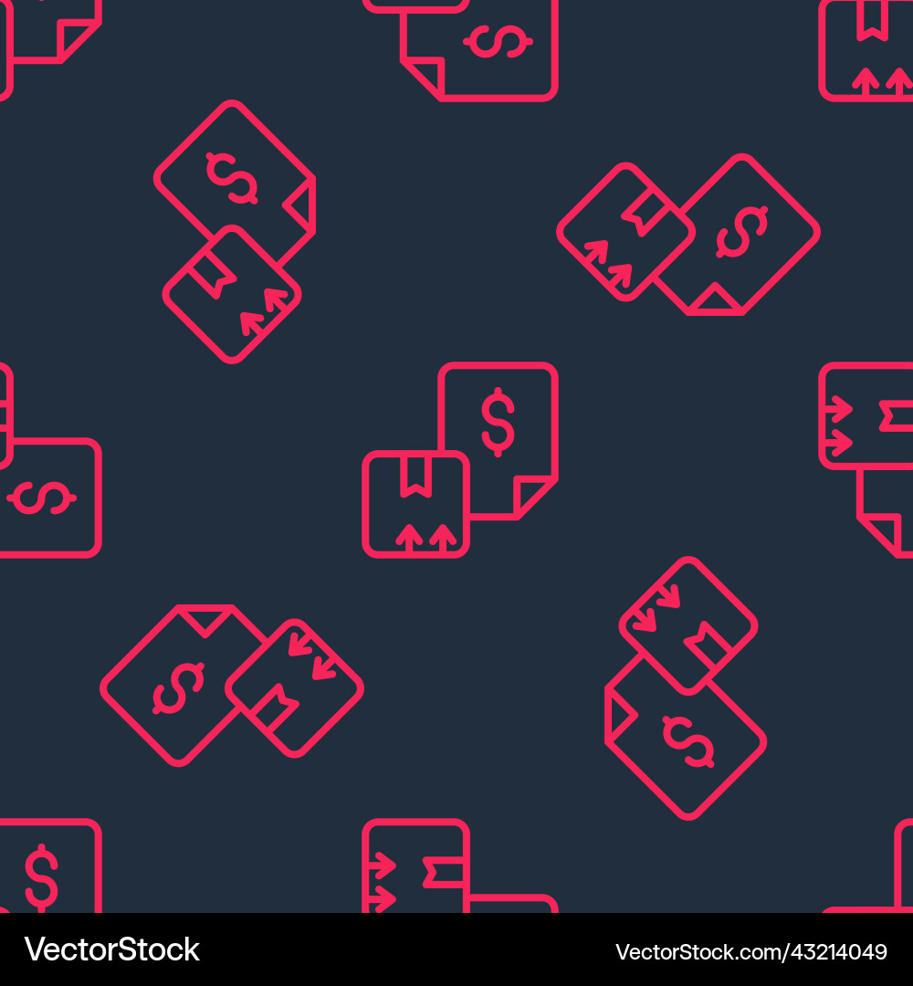 Red line waybill icon isolated seamless pattern Red line waybill icon isolated seamless pattern vector image