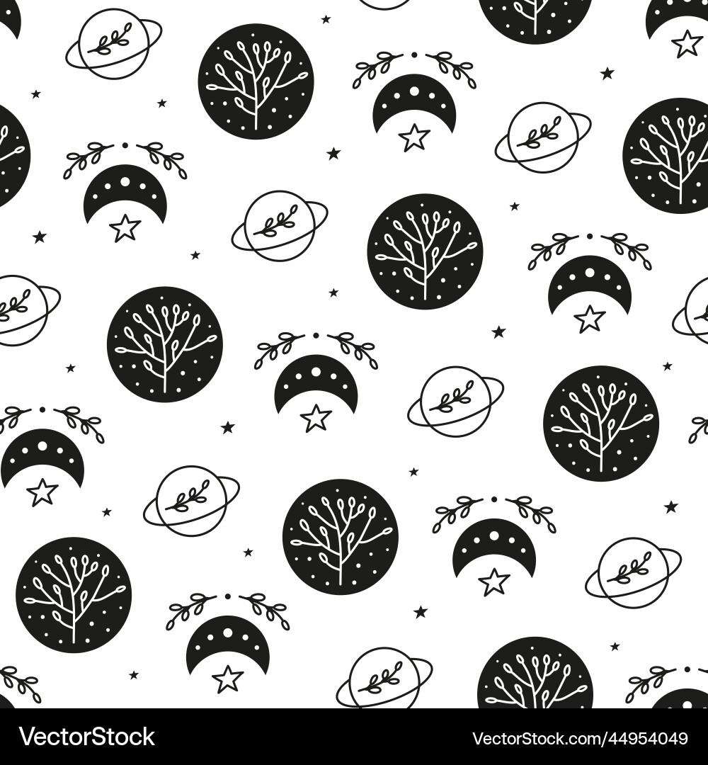 Seamless pattern with planets and moon Seamless pattern with planets and moon vector image