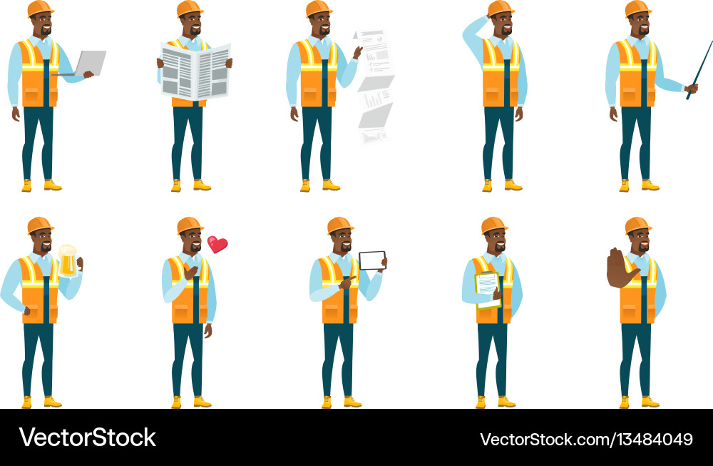 Set of builder characters Set of builder characters vector image