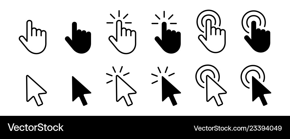 Set of hand cursor icons click Vector Image