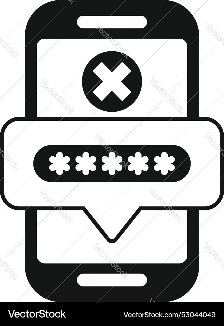 Smartphone showing wrong password notification Smartphone showing wrong password notification vector image