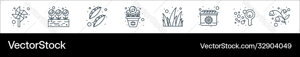Spring line icons linear set quality Spring line icons linear set quality vector image