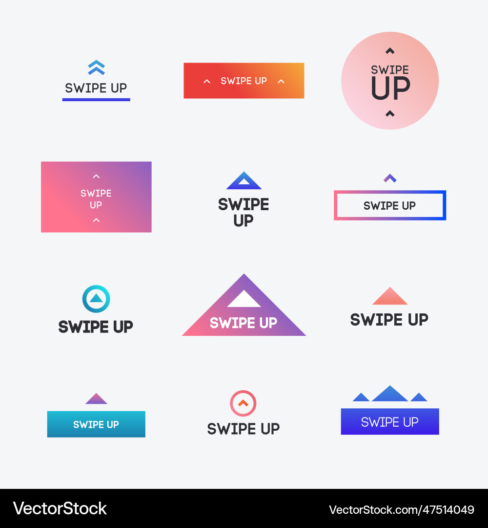 Swipe up icon set modern gradient style Swipe up icon set modern gradient style Vector Image